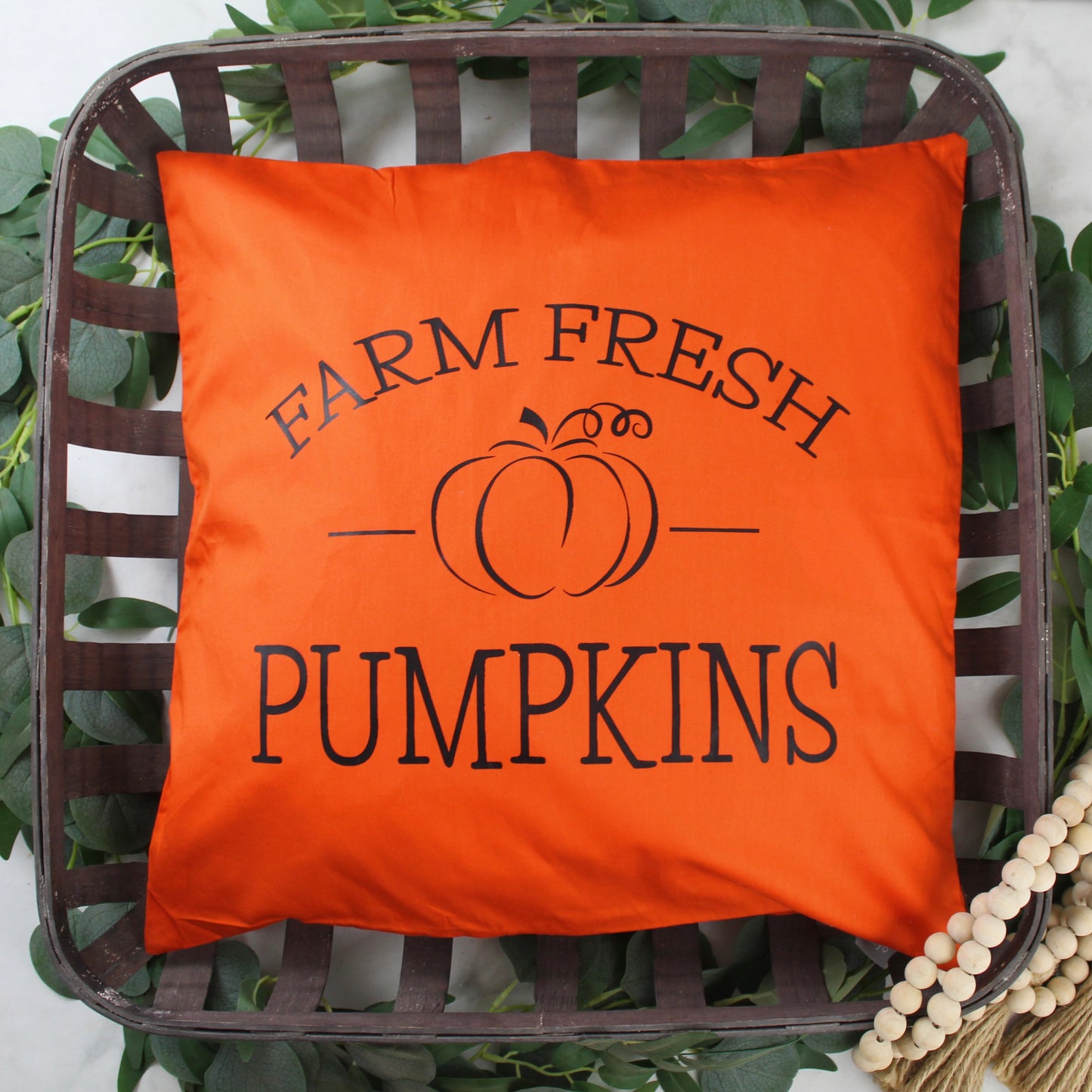 Farm Fresh Pumpkins Throw Pillow - Orange