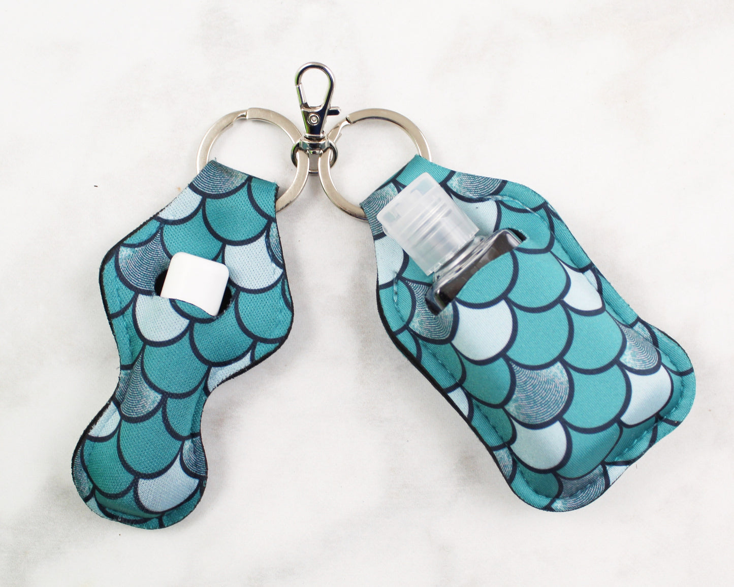 Teal Mermaid Scales Hand Sanitizer and Lip Balm Holders