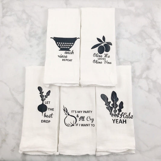 Funny Kitchen Flour Sack Towels Gift Set