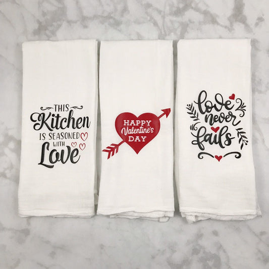 Valentines Flour Sack Towels