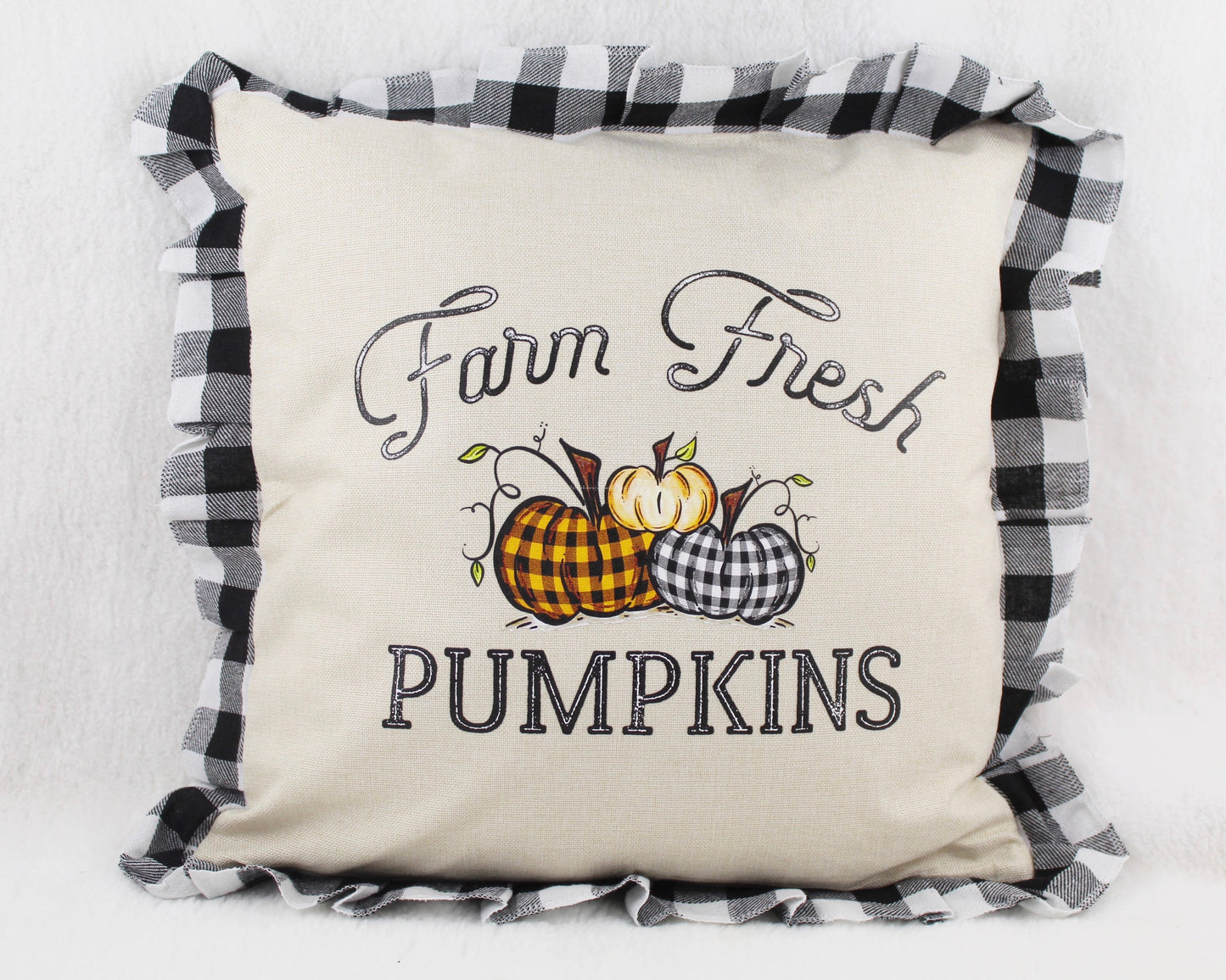 Farm Fresh Pumpkins Buffalo Check Throw Pillow