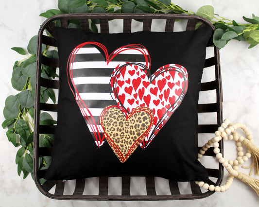 Hearts and Leopard Valentine’s Day Throw Pillow