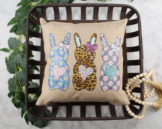 Floral Leopard Bunnies Easter Throw Pillow