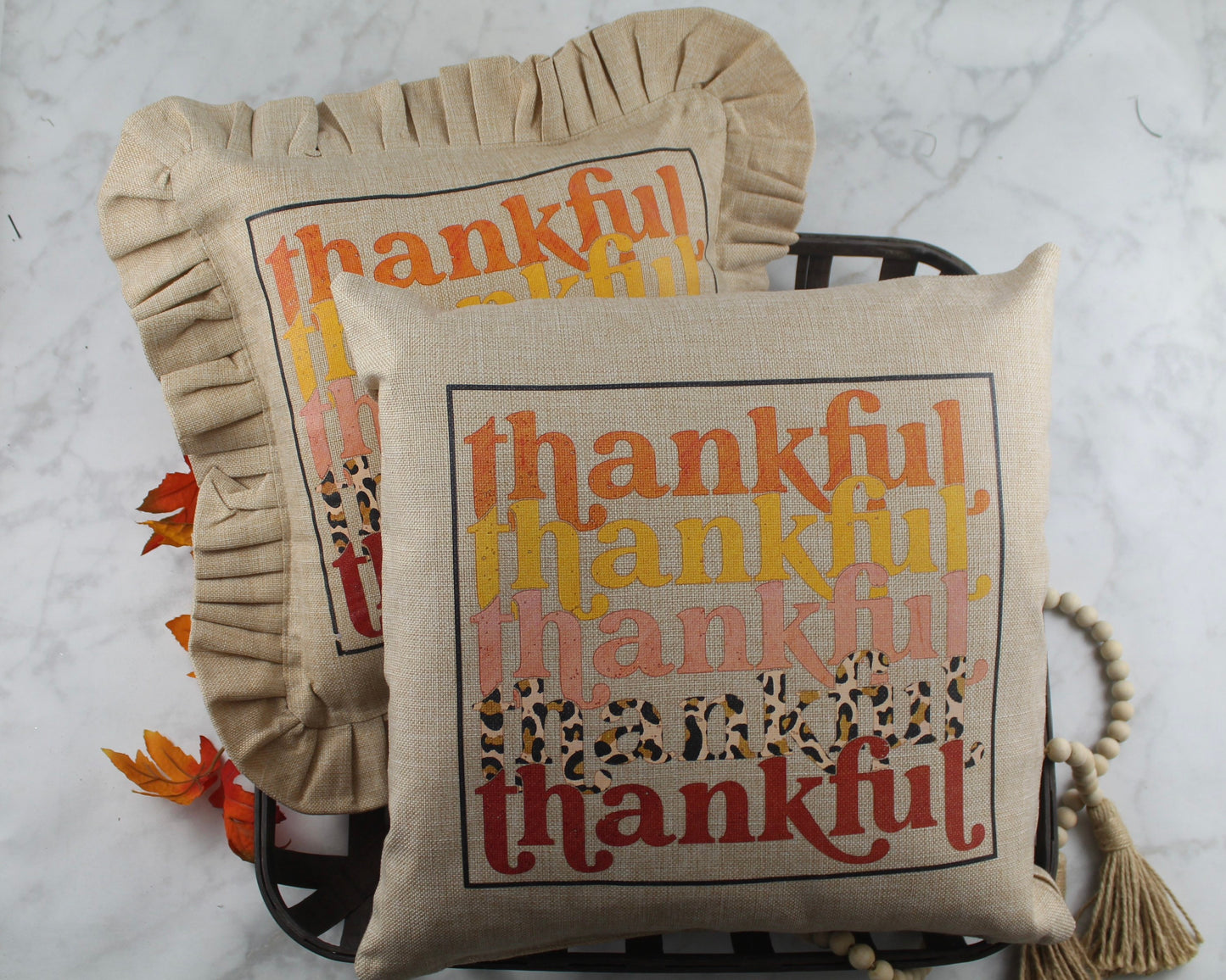 Thankful Thanksgiving Fall Throw Pillow