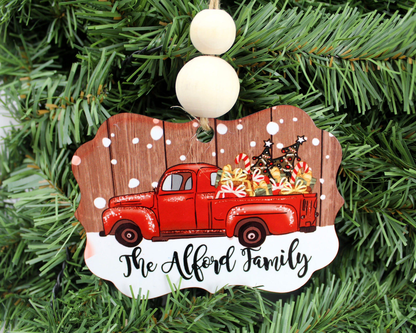 Personalized Truck Family Christmas Ornament