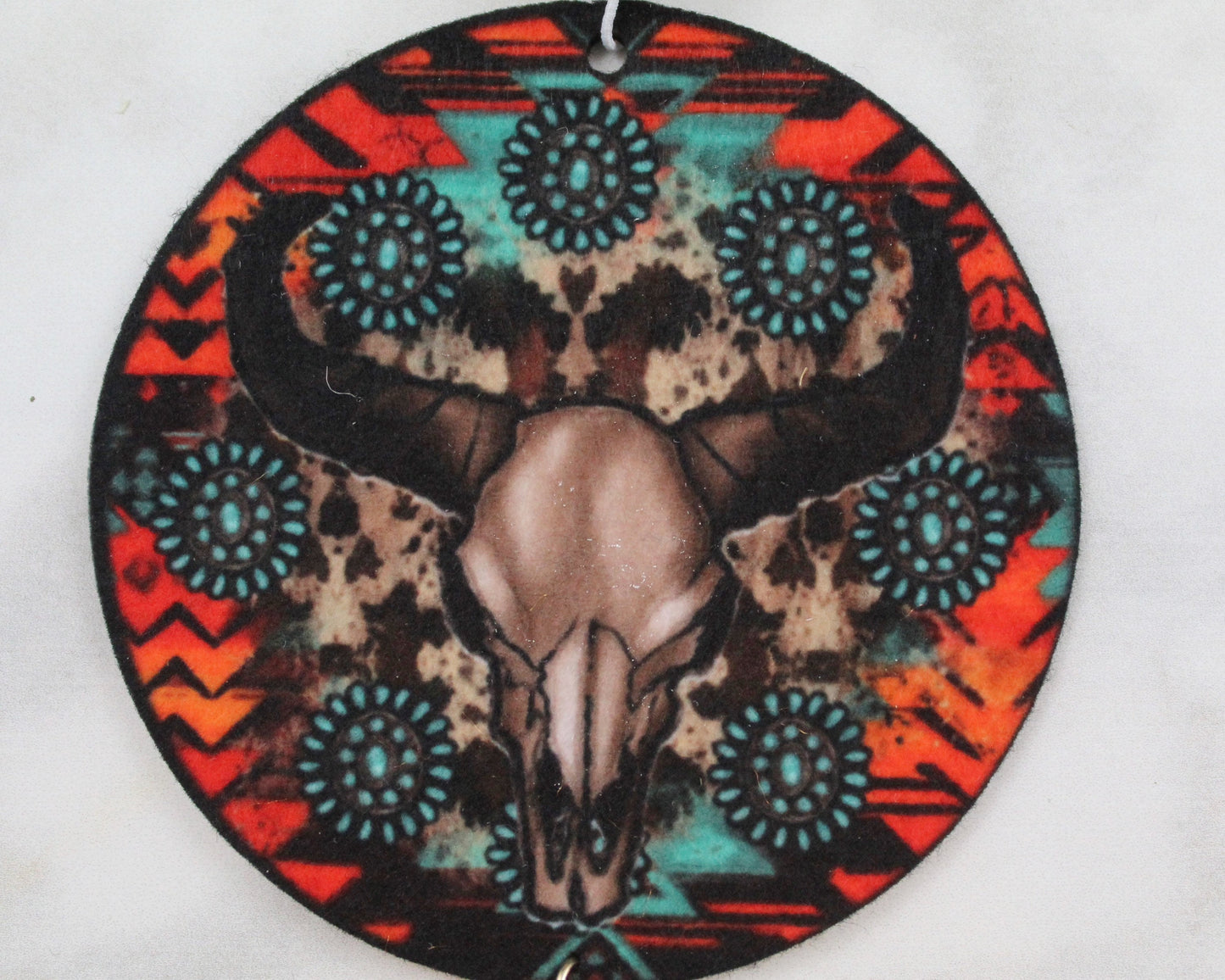 Cow Skull Turquoise Coaster and Air Freshener Gift Set