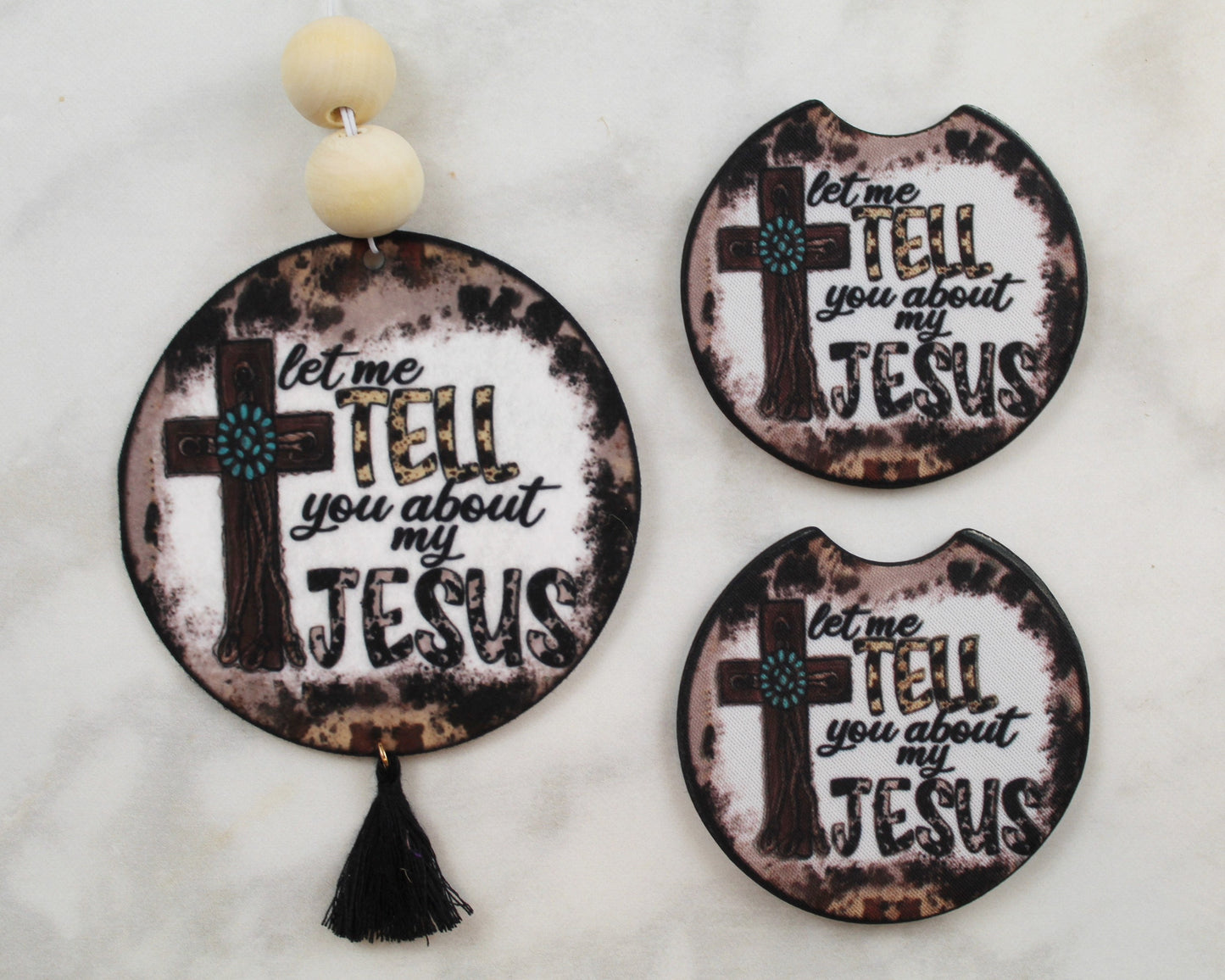 Let Me Tell You About Jesus Coaster and Air Freshener Gift Set