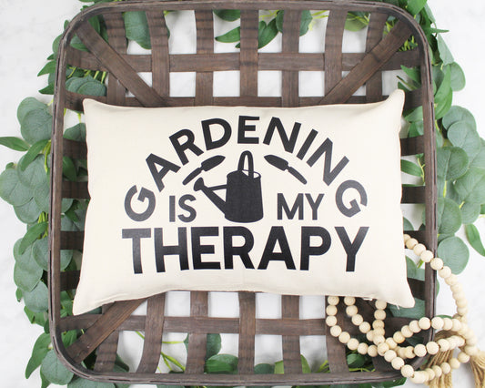 Gardening is My Therapy Throw Pillow