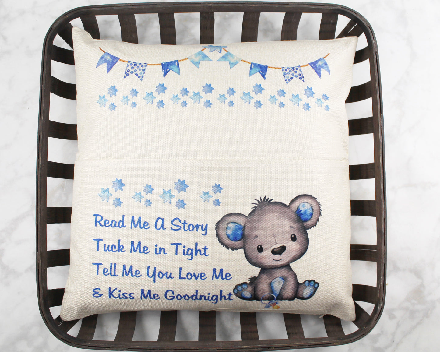Baby Boy Teddy Bear Pocket Pillow
