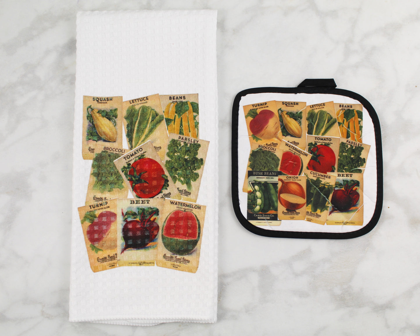 Vegetable Seed Packets Towel/Pot Holder Set