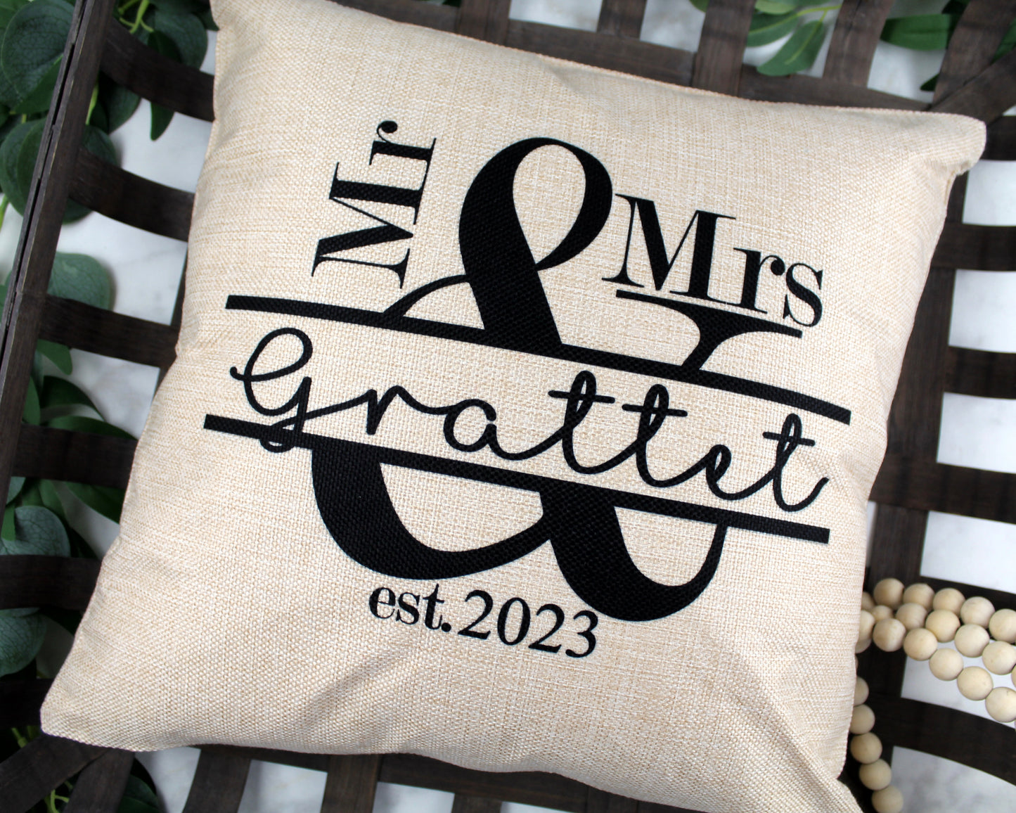 Personalized Mr. and Mrs. Throw Pillow
