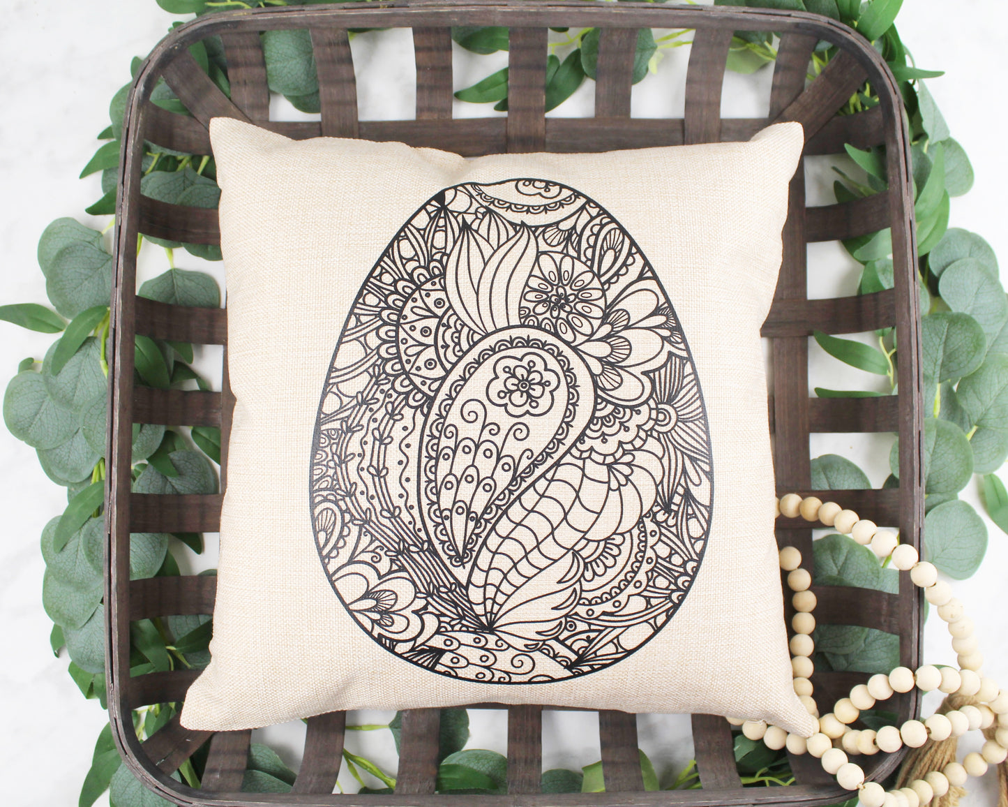 Intricate Easter Egg Throw Pillow