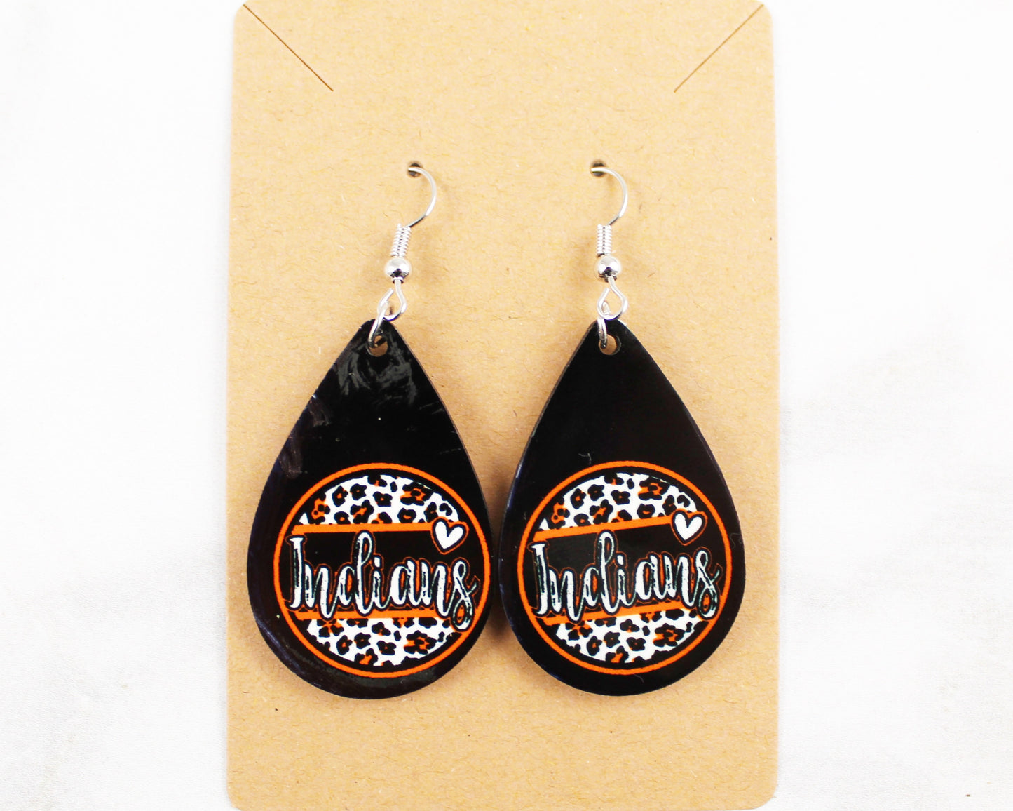 Indians with Cheetah Tear Drop Earrings