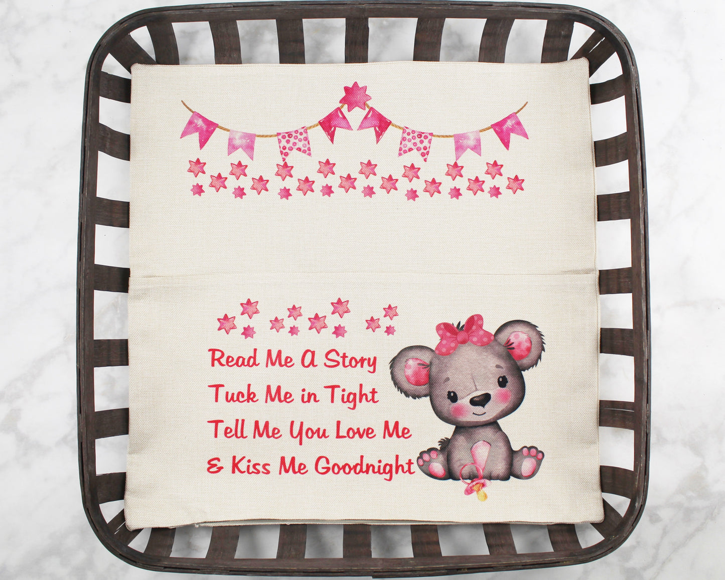 Baby Girl Teddy Bear Pocket Pillow